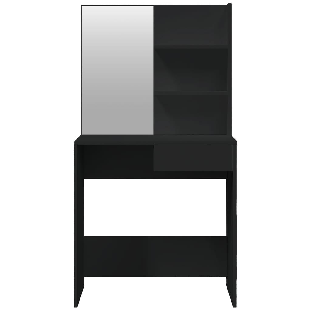 vidaXL Тоалетка с огледало, черна, 74,5x40x141 см