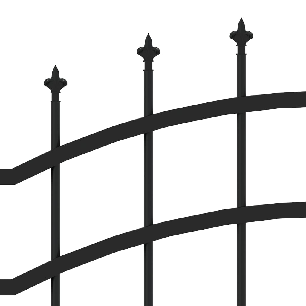 vidaXL Градинска ограда с пики черна 190 см прахово боядисана стомана