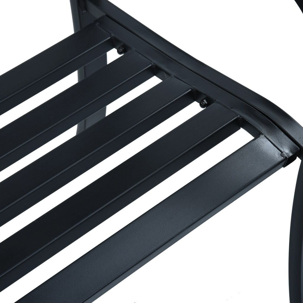 vidaXL Градинска пейка, 125 см, черна, стомана