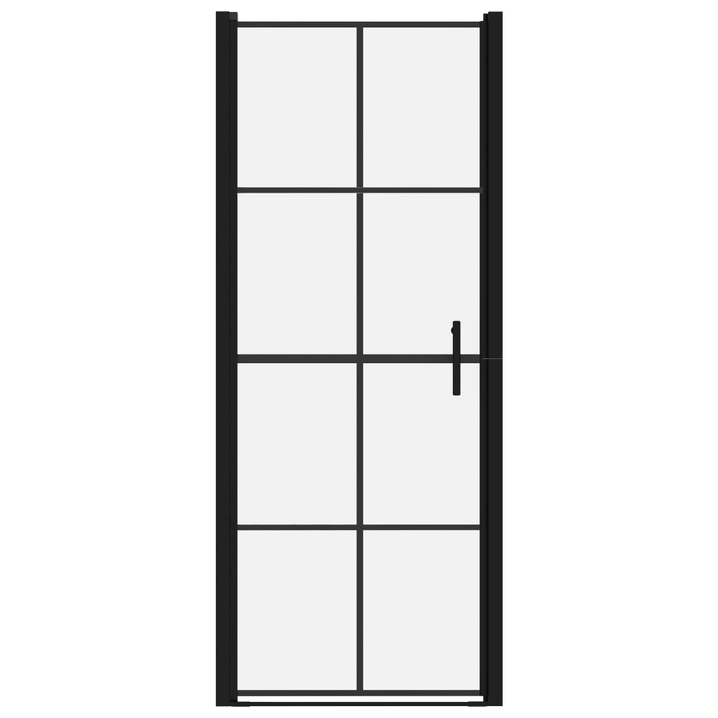 vidaXL Врата за душ, закалено стъкло, 91x195 см, черна