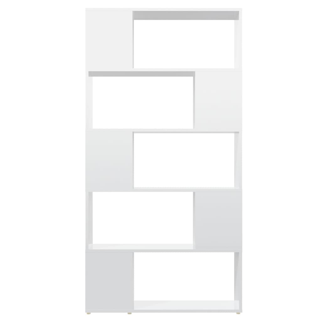 vidaXL Библиотека/разделител за стая, бял гланц, 80x24x155 см, ПДЧ