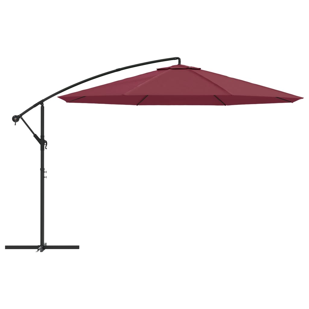 vidaXL Градински чадър с чупещо рамо и алуминиев прът, 350 см, бордо