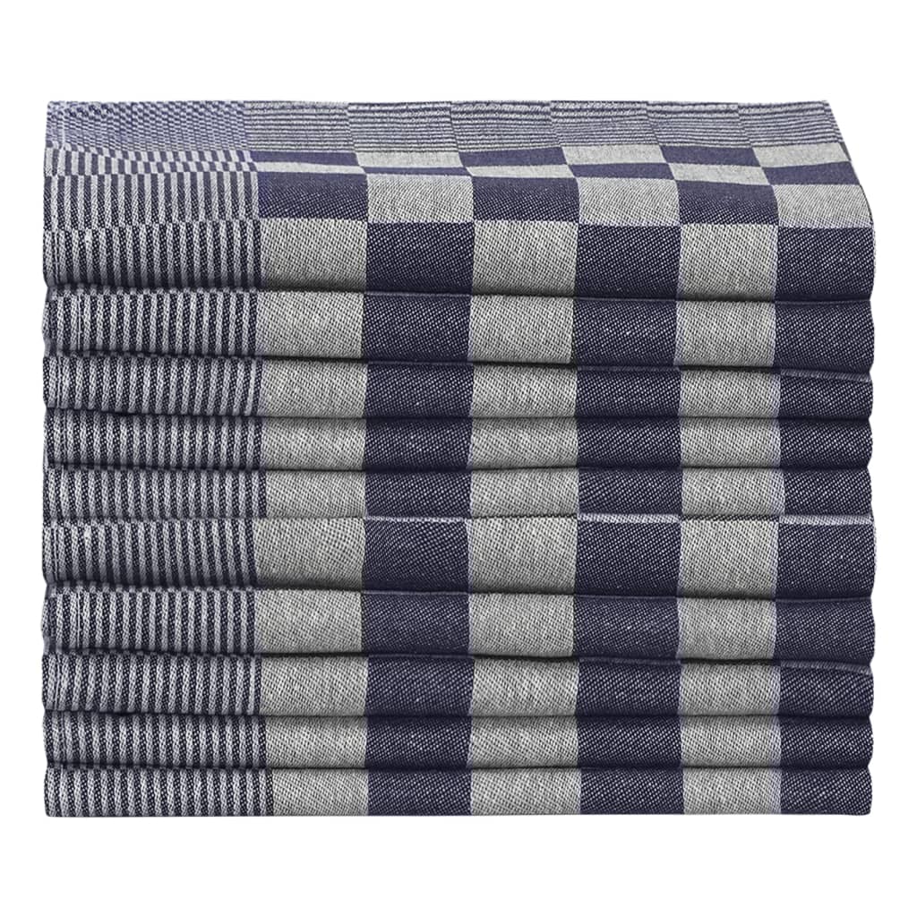 vidaXL Кухненски кърпи 10 бр синьо и бяло 50x70 см памук