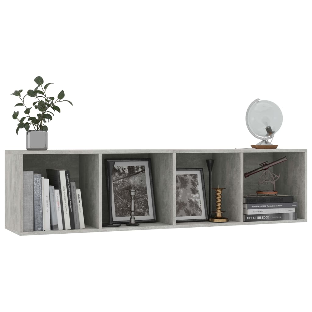 vidaXL Библиотека/ТВ шкаф, бетонно сива, 143x30x36 см