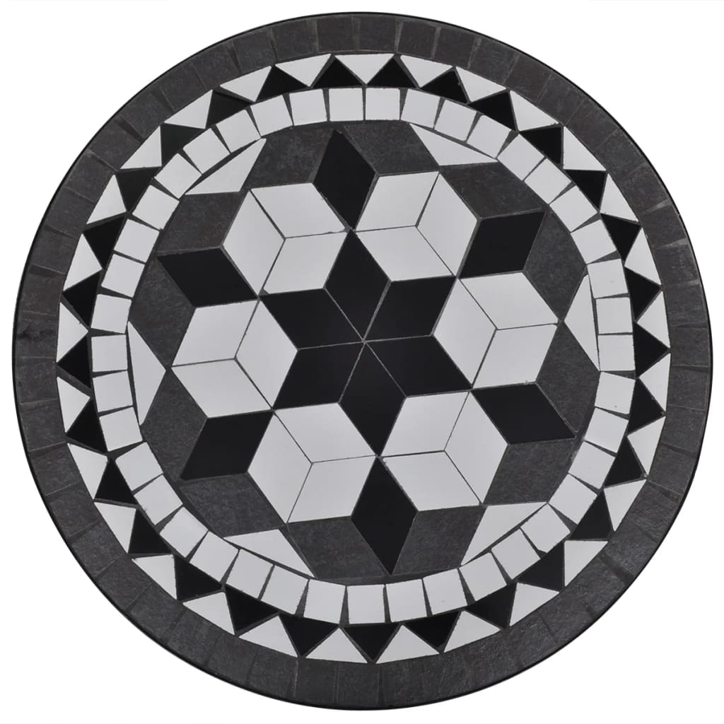 vidaXL Бистро маса, черно и бяло, 60 см, мозайка