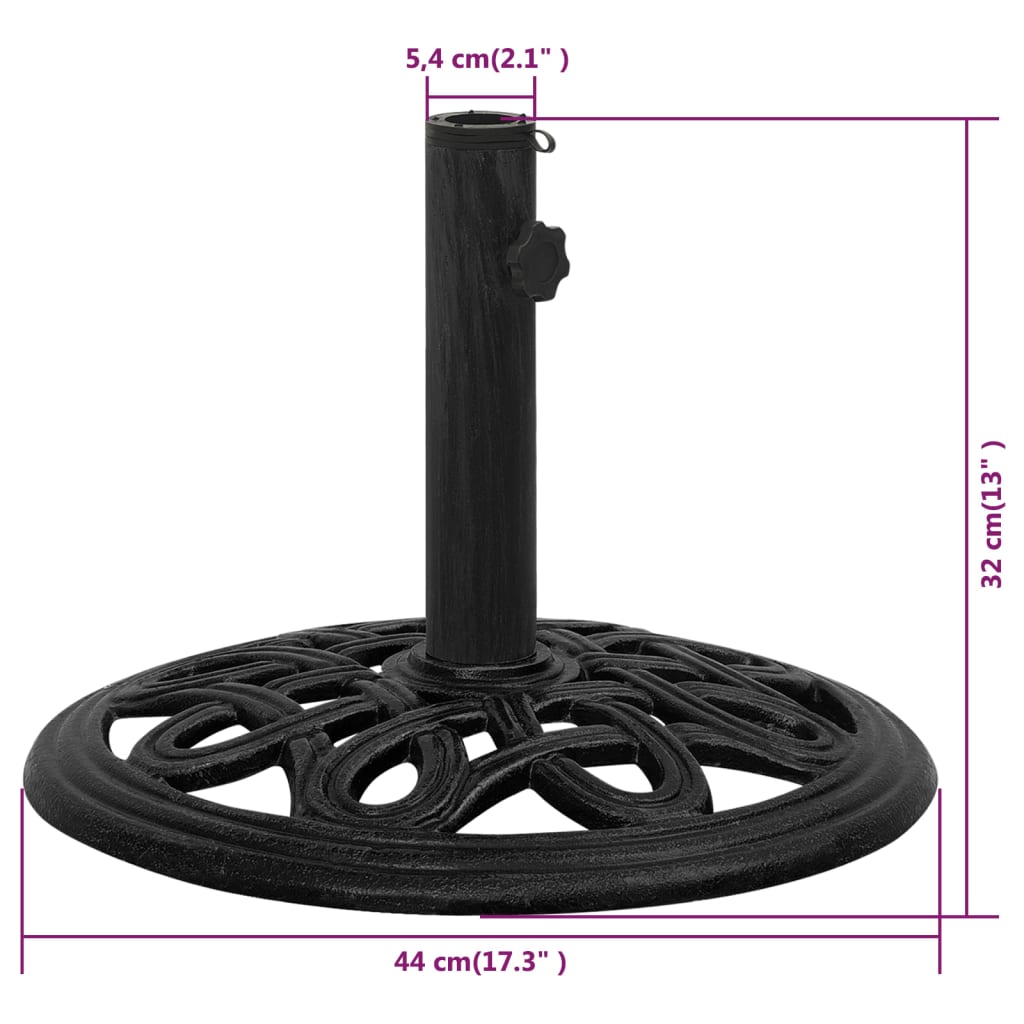 vidaXL Основа за чадър, черна, 44x44x32 см, чугун