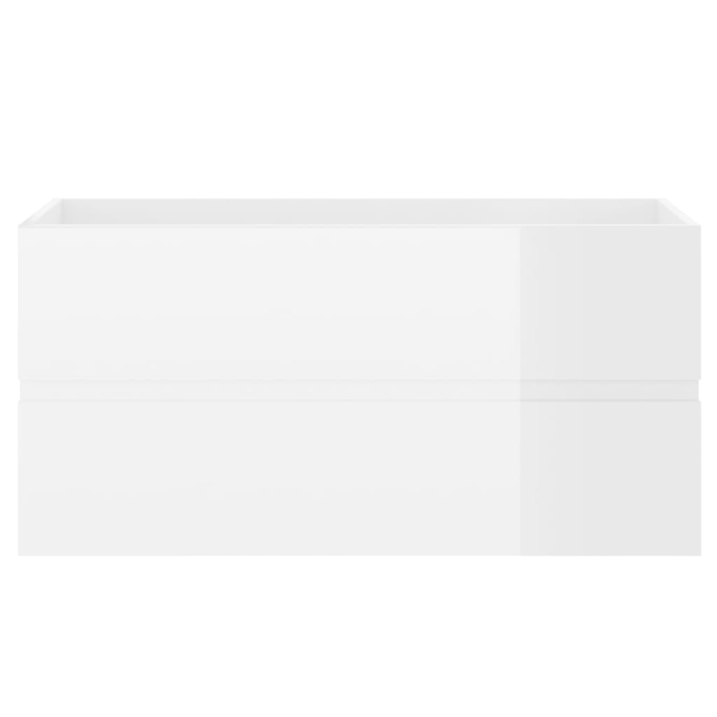 vidaXL Долен шкаф за мивка, бял гланц, 90x38,5x45 см, ПДЧ