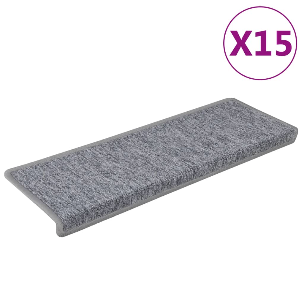 vidaXL Постелки за стъпала, 15 бр, 65x21x4 см, бяло и сиво