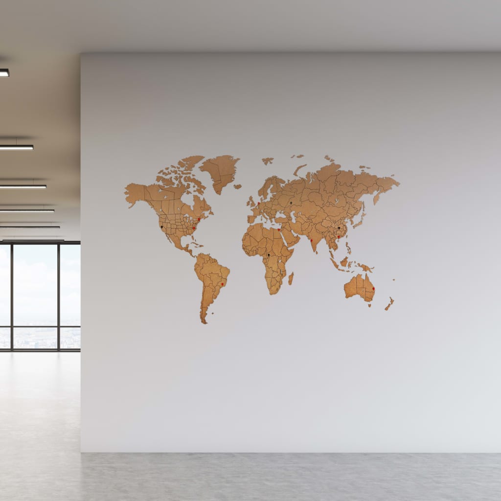 MiMi Innovations Карта на света стенна Luxury пъзел кафява 150x90 см