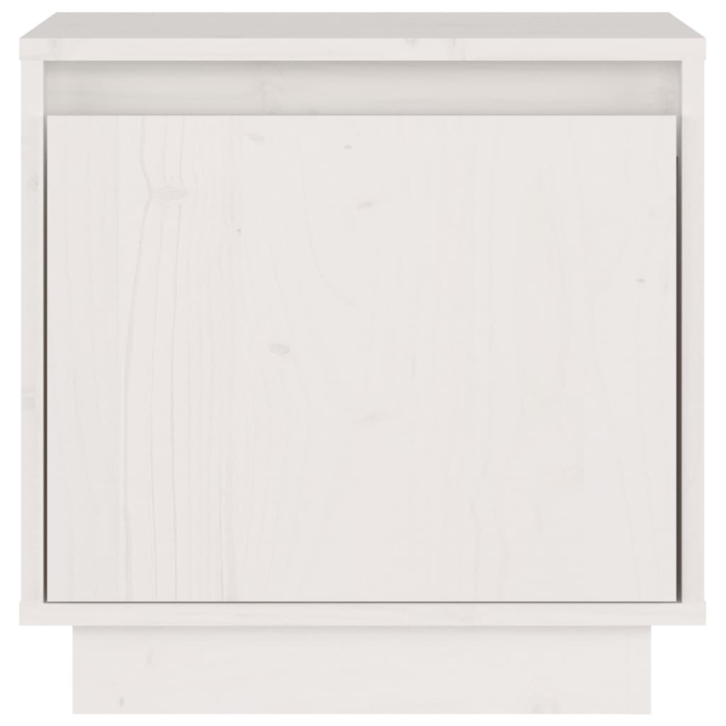 vidaXL Нощно шкафче, бяло, 40x30x40 см, борово дърво масив