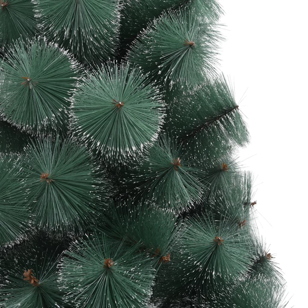vidaXL Изкуствена коледна елха със стойка, зелена, 210 см, PET