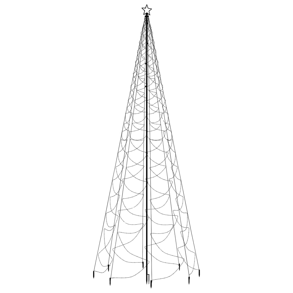 vidaXL Коледно дърво с метален стълб, 1400 LED, студено бяло, 5 м