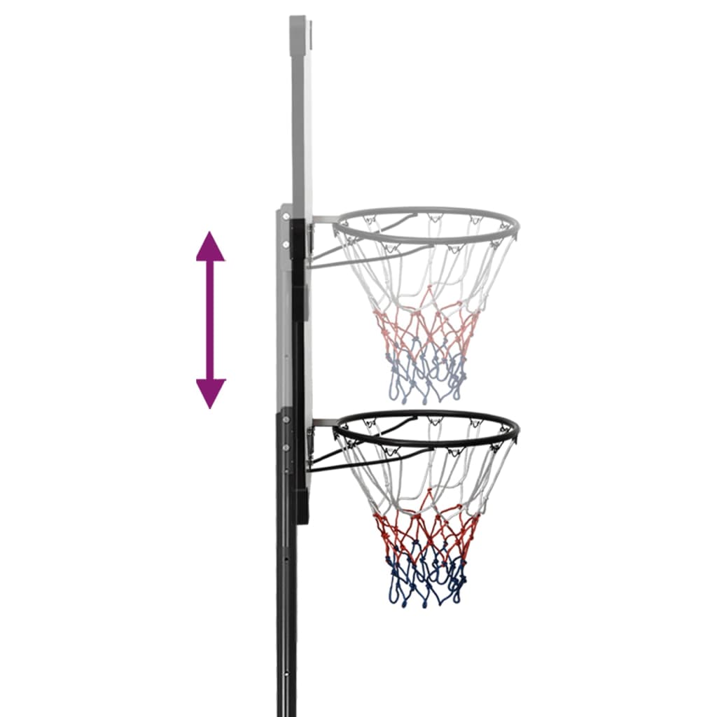 vidaXL Баскетболна стойка, прозрачна, 280-350 см, поликарбонат
