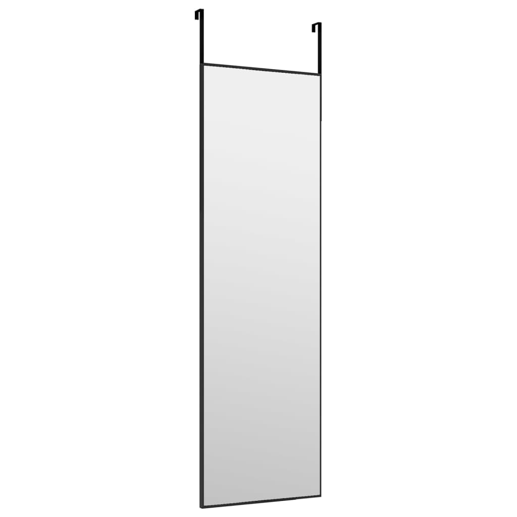 vidaXL Огледало за врата, черно, 30x100 см, стъкло и алуминий