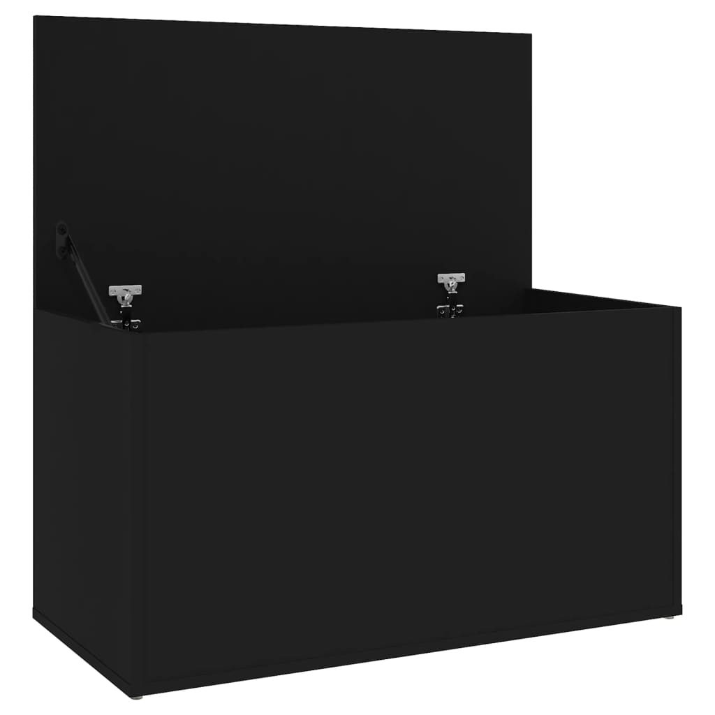 vidaXL Сандък за съхранение, черен, 84x42x46 см, инженерна дървесина