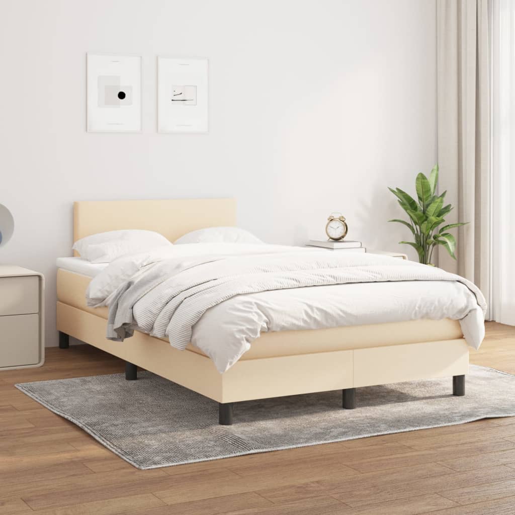 vidaXL Боксспринг легло с матрак, кремаво, 120x200 см, плат