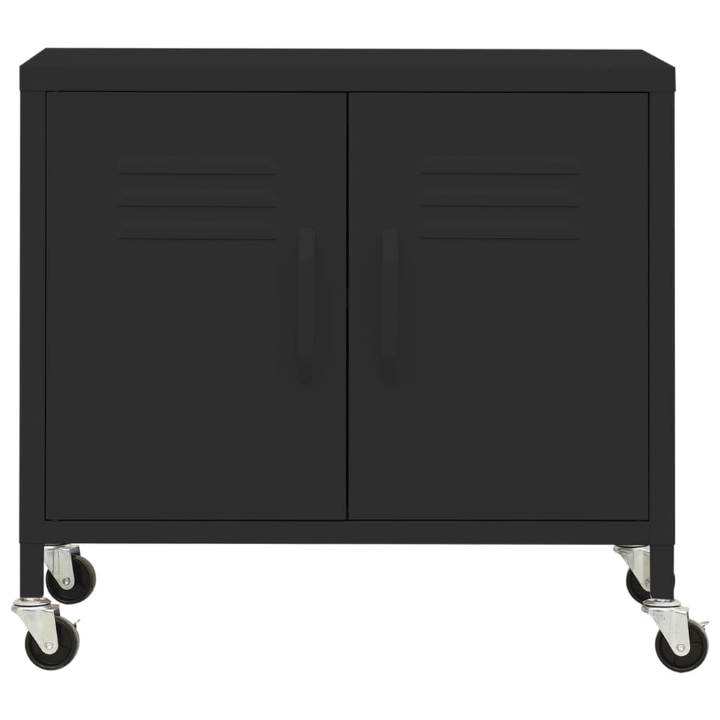 vidaXL Шкаф за съхранение, черен, 60x35x56 см, стомана