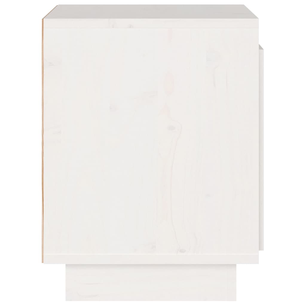 vidaXL Нощно шкафче, бяло, 40x30x40 см, борово дърво масив