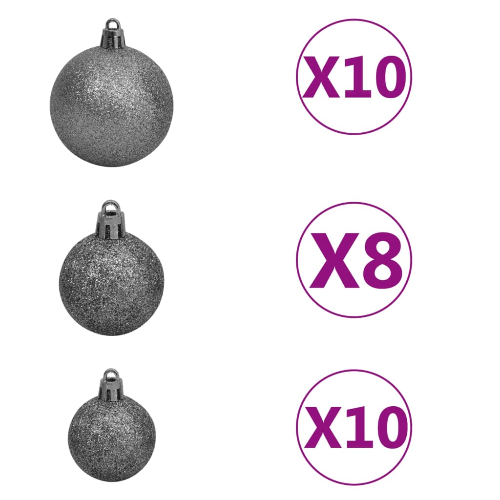 vidaXL Изкуствена осветена коледна елха с топки бяла 240 см