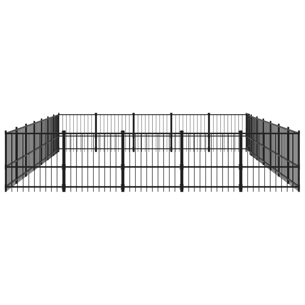 vidaXL Дворна клетка за кучета, стомана, 32,93 м²