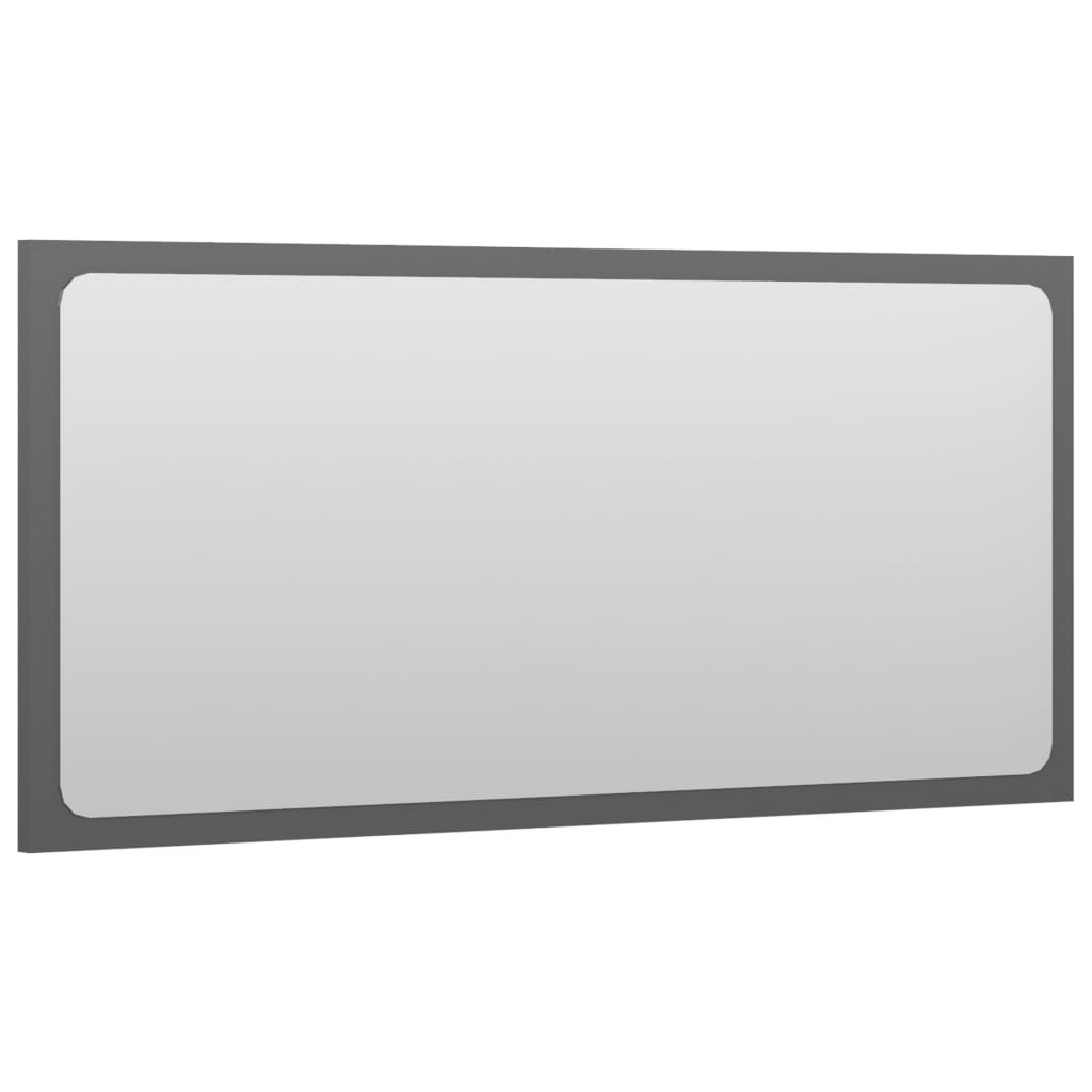 vidaXL Огледало за баня, сив гланц, 80x1,5x37 см, ПДЧ