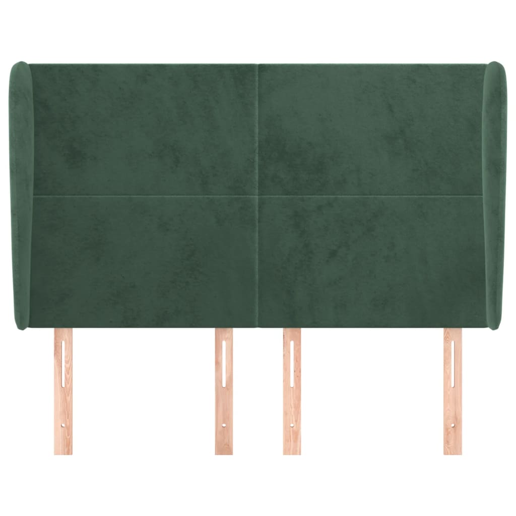 vidaXL Горна табла за легло с уши тъмнозелена,147x 23x118/128 см, плат