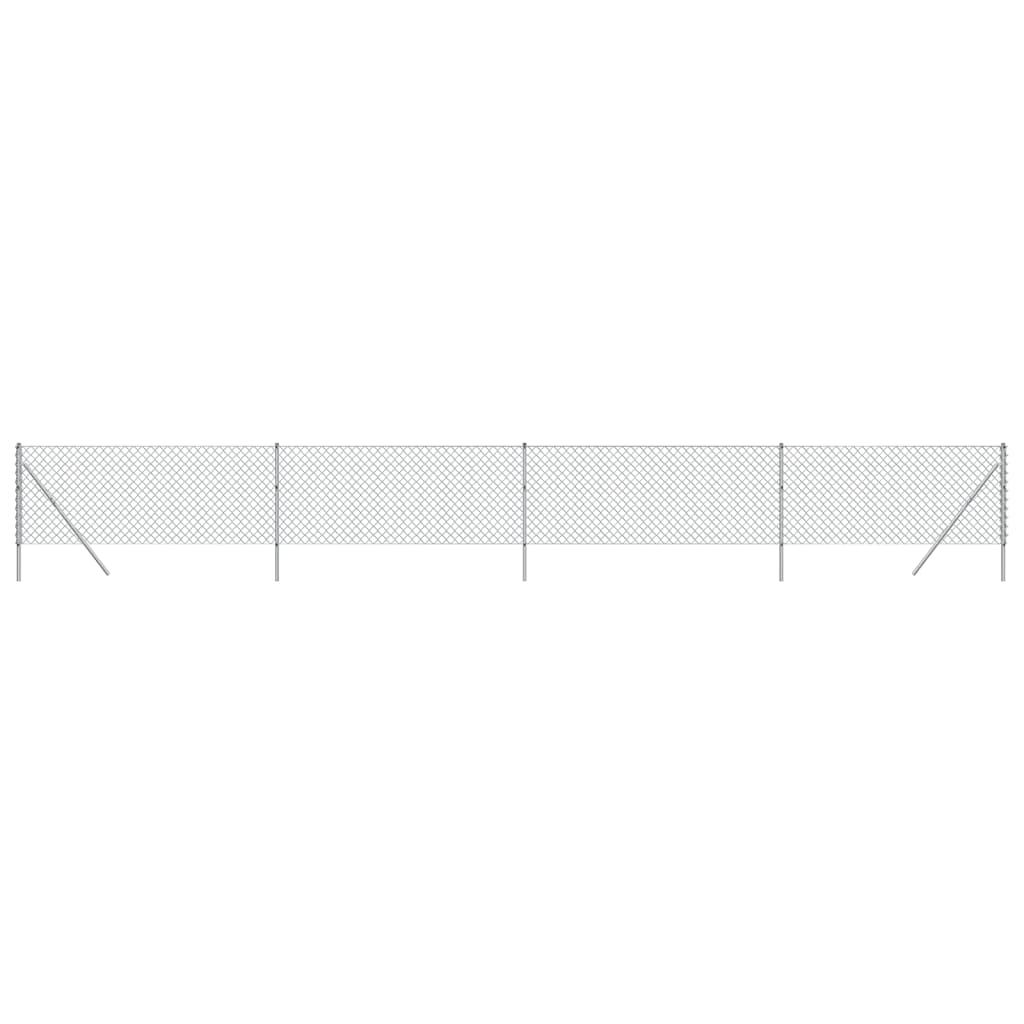 vidaXL Плетена оградна мрежа, сребриста, 0,8x10 м