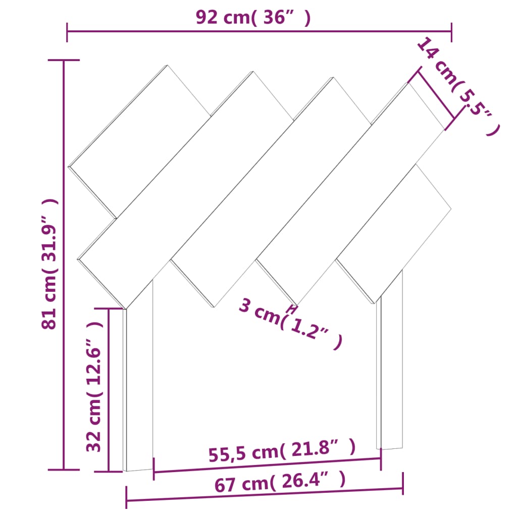 vidaXL Горна табла за легло, меденокафява, 92x3x81 см, бор масив