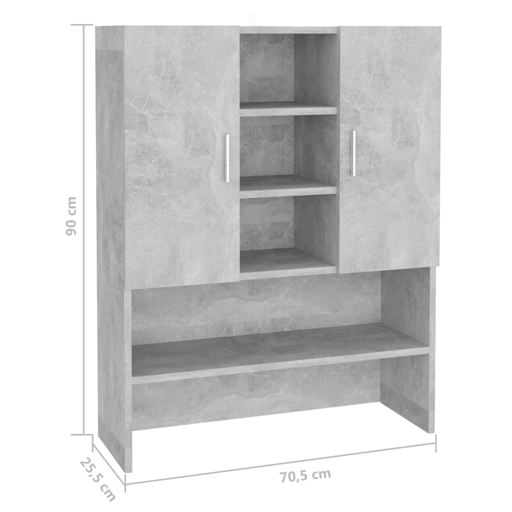 vidaXL Шкаф за пералня, бетонно сив, 70,5x25,5x90 см