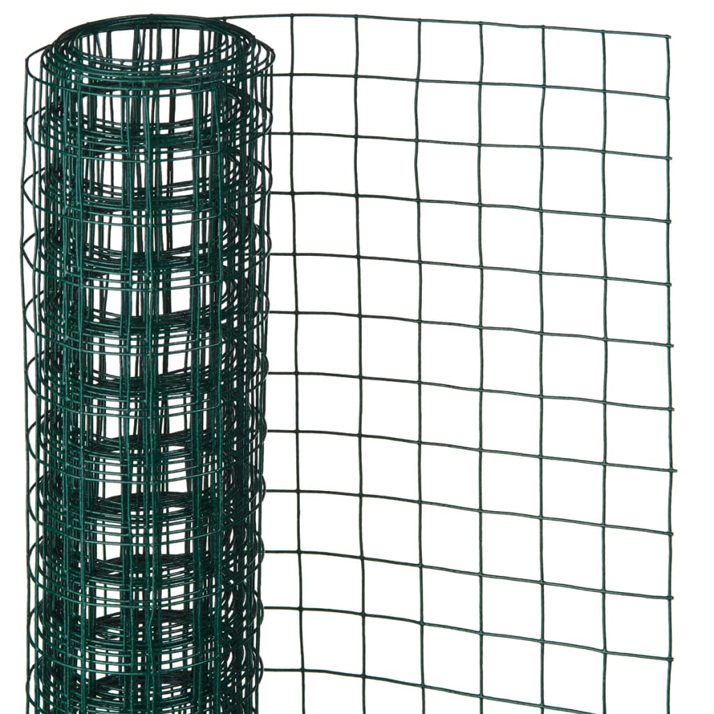 Nature Телена мрежа квадрат 0,5x5 м 13 мм стомана с пластмаса зелена