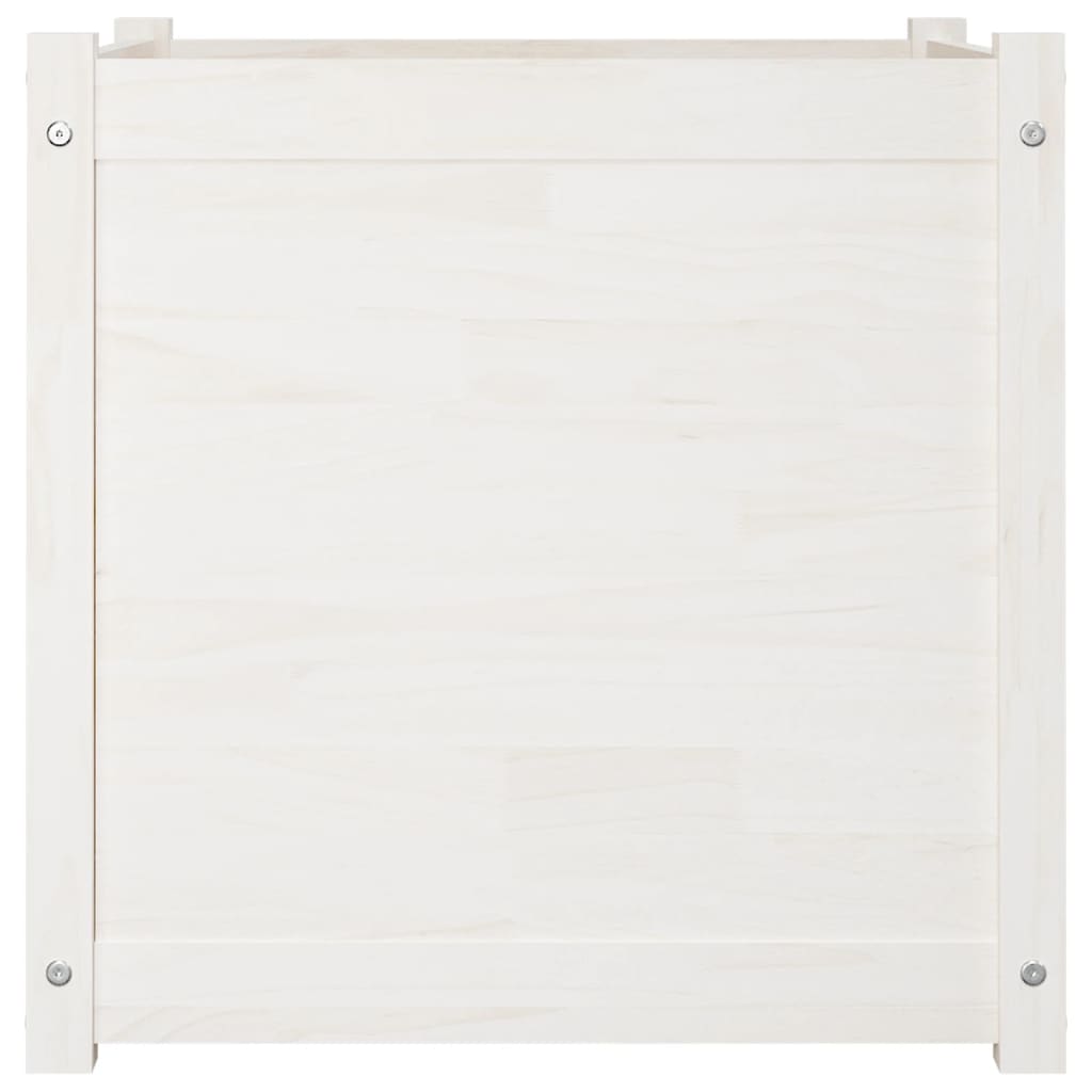 vidaXL Градински сандъци, бели, 60x60x60 см, бор масив