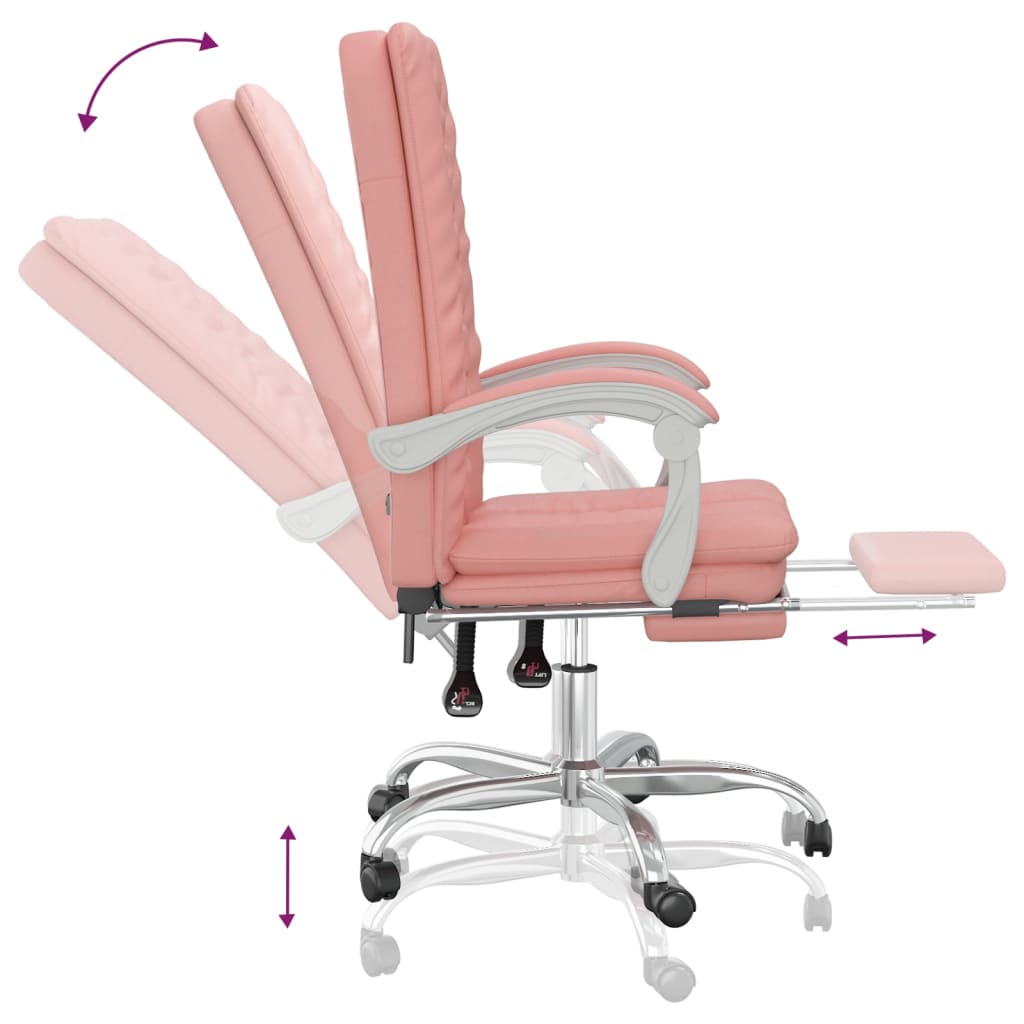 vidaXL Наклоняем офис стол, розов, изкуствена кожа