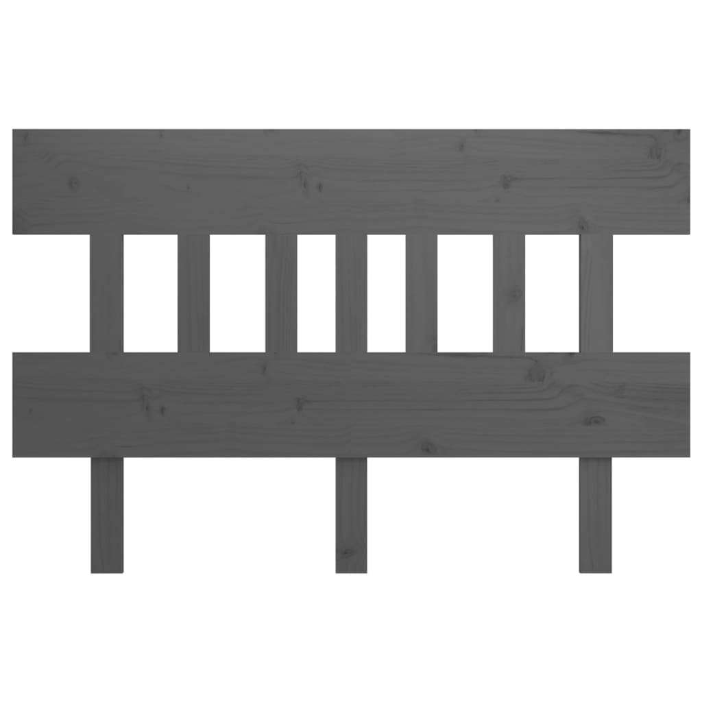 vidaXL Горна табла за легло, сива, 123,5x3x81 см, бор масив