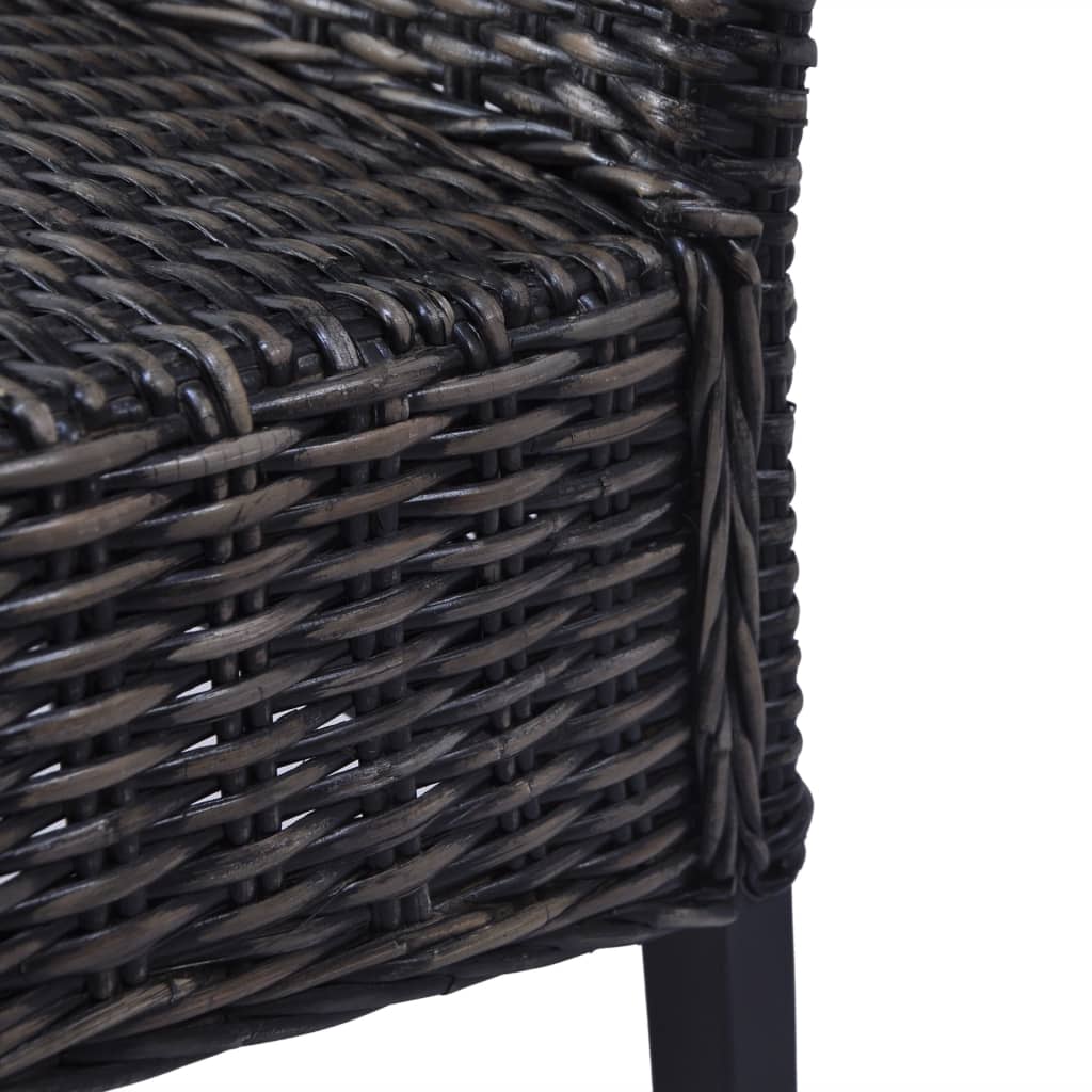 vidaXL Трапезни столове, 2 бр, черни, кубу ратан и мангова дървесина