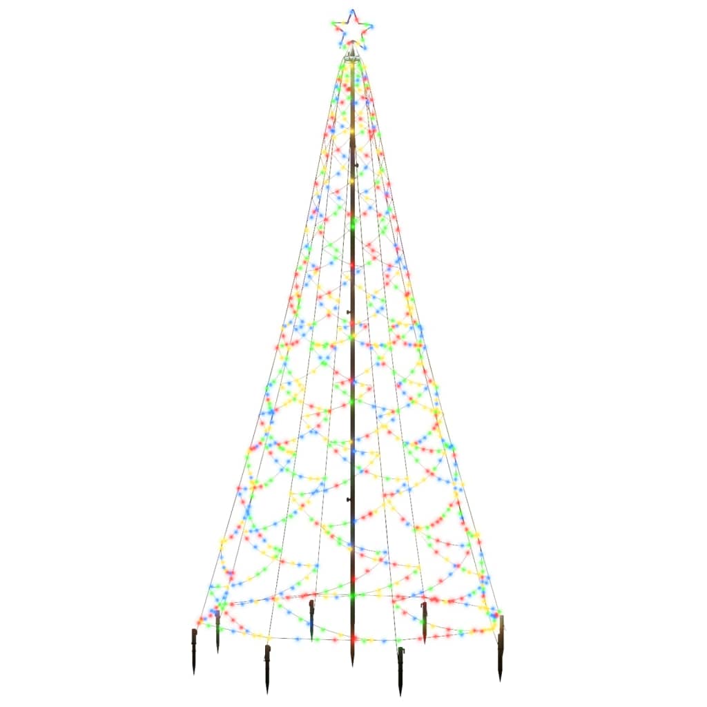 vidaXL Коледно дърво с метален стълб, 500 LED, многоцветно, 3 м