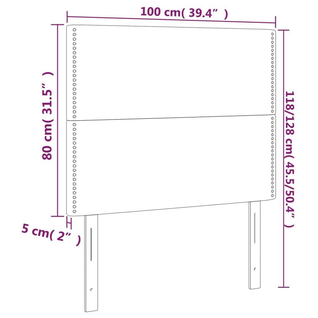 vidaXL LED горна табла за легло, тъмносива, 100x5x118/128 см, плат