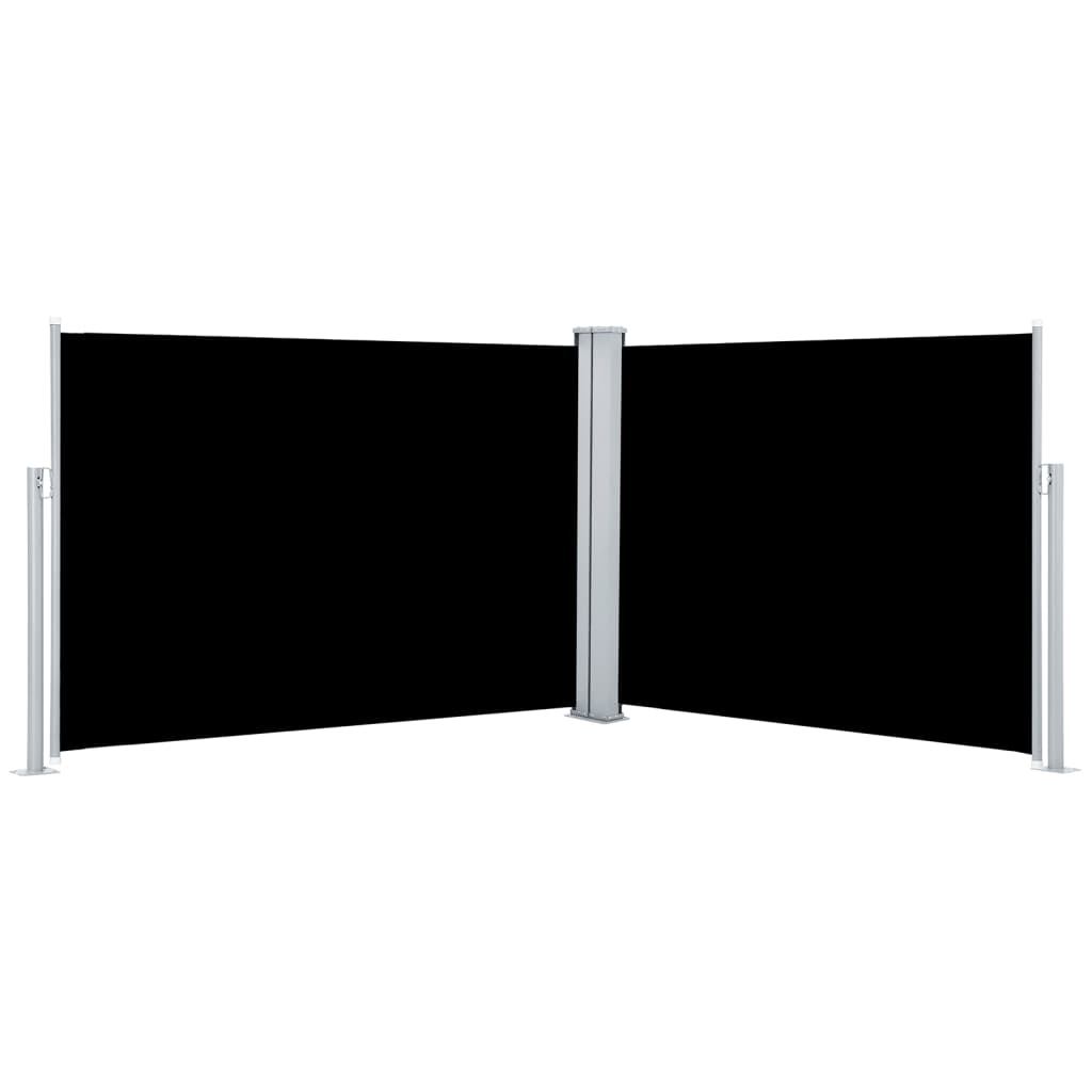 vidaXL Прибираща се странична тента, черна, 120x1000 см