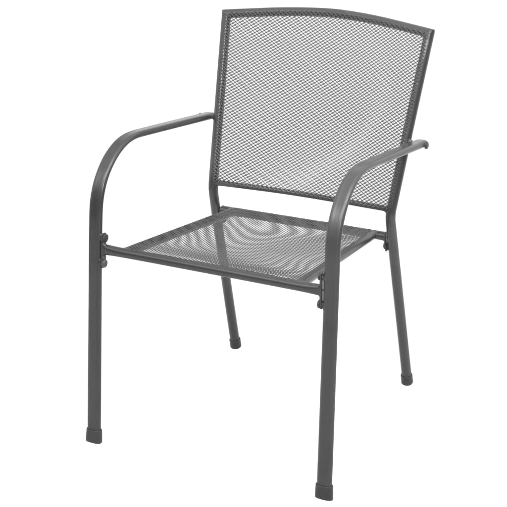 vidaXL Стифиращи градински столове, 2 бр, стомана, сиви