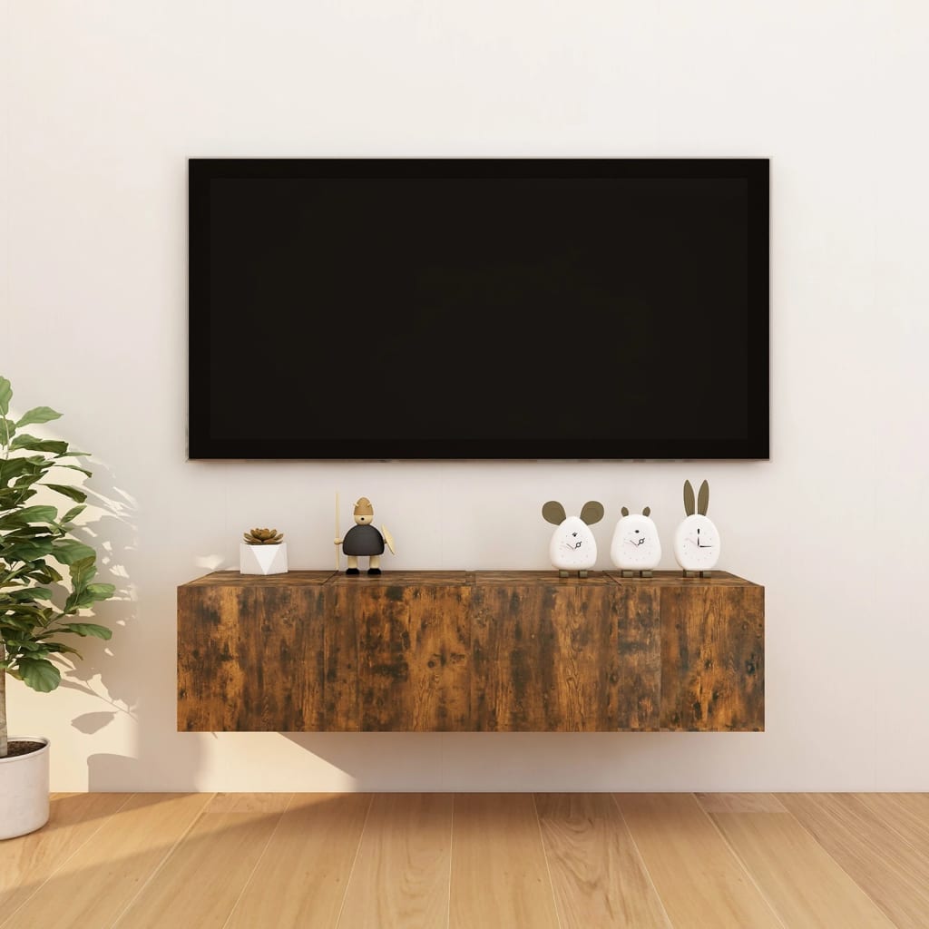 vidaXL Стенни ТВ шкафове, 4 бр, опушен дъб, 30,5x30x30 см