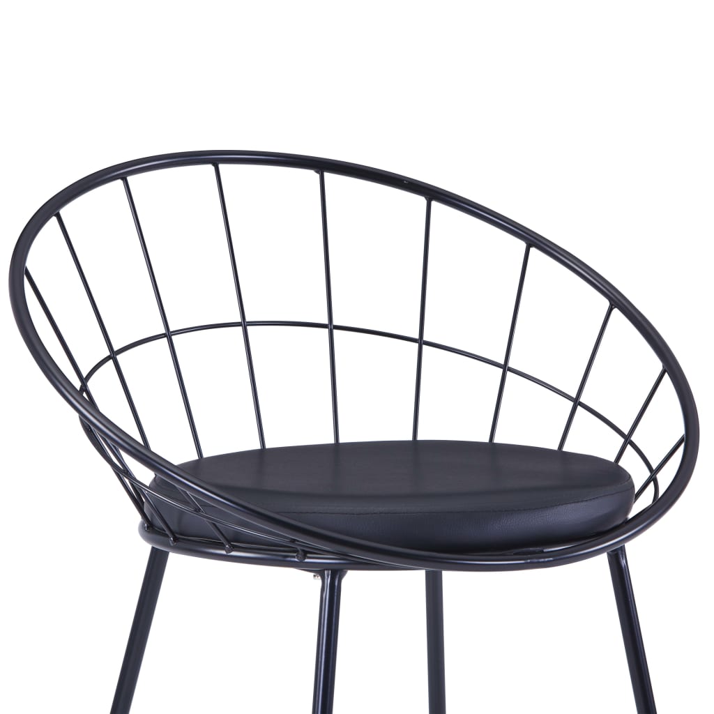 vidaXL Трапезни столове, седалки изкуствена кожа, 2 бр, черни, стомана