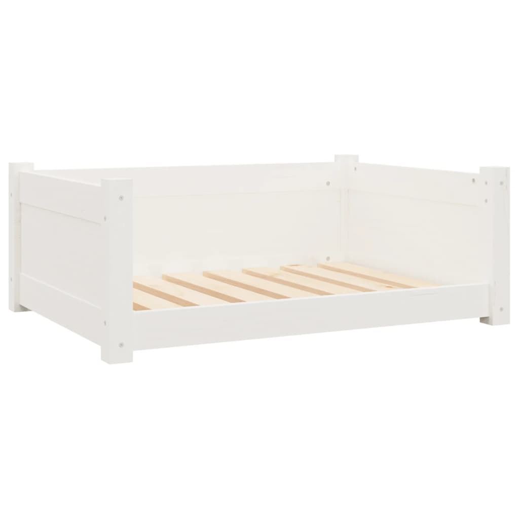 vidaXL Кучешко легло, бяло, 75,5x55,5x28 см, борова дървесина масив