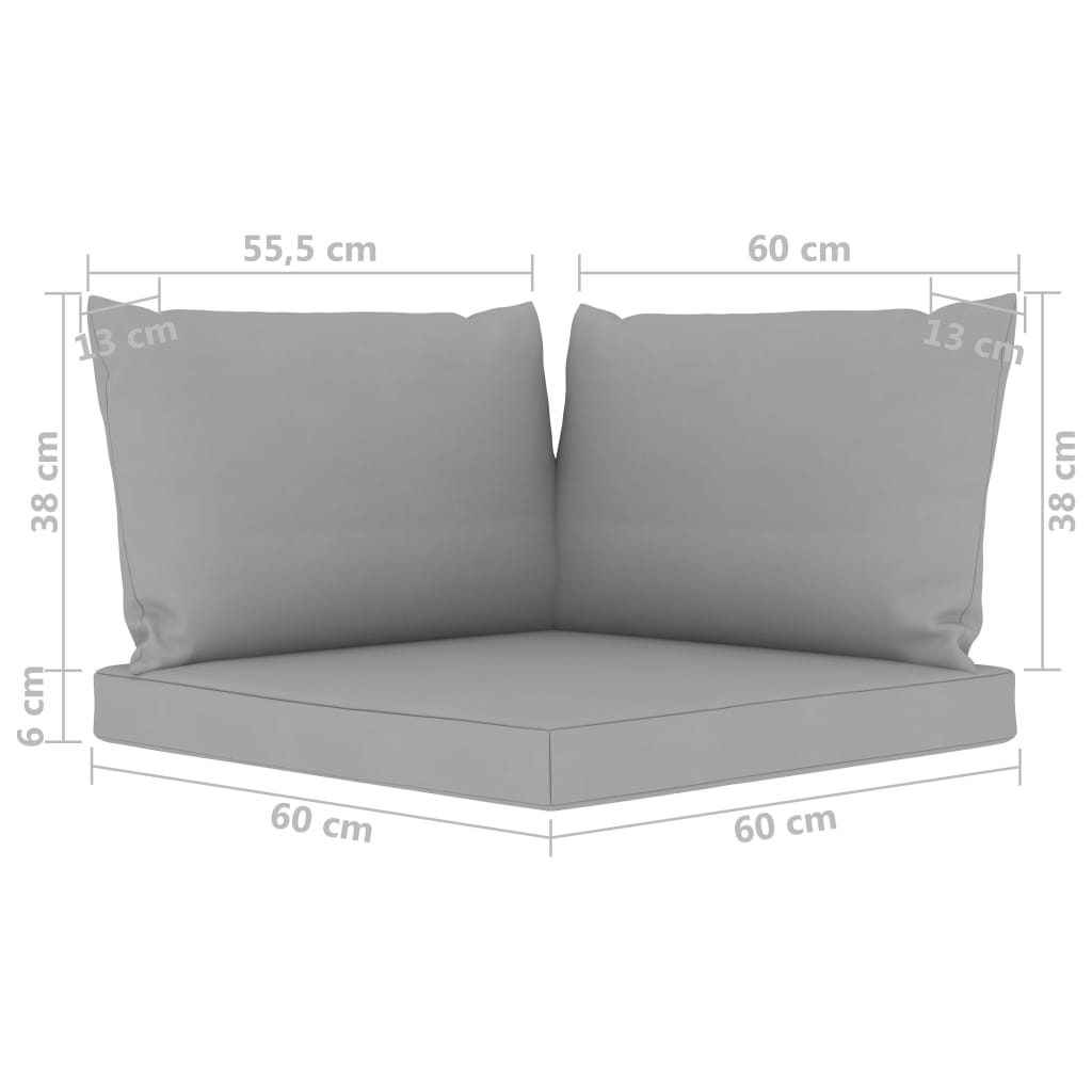 vidaXL Градински 2-местен диван от палети със сиви възглавници бор