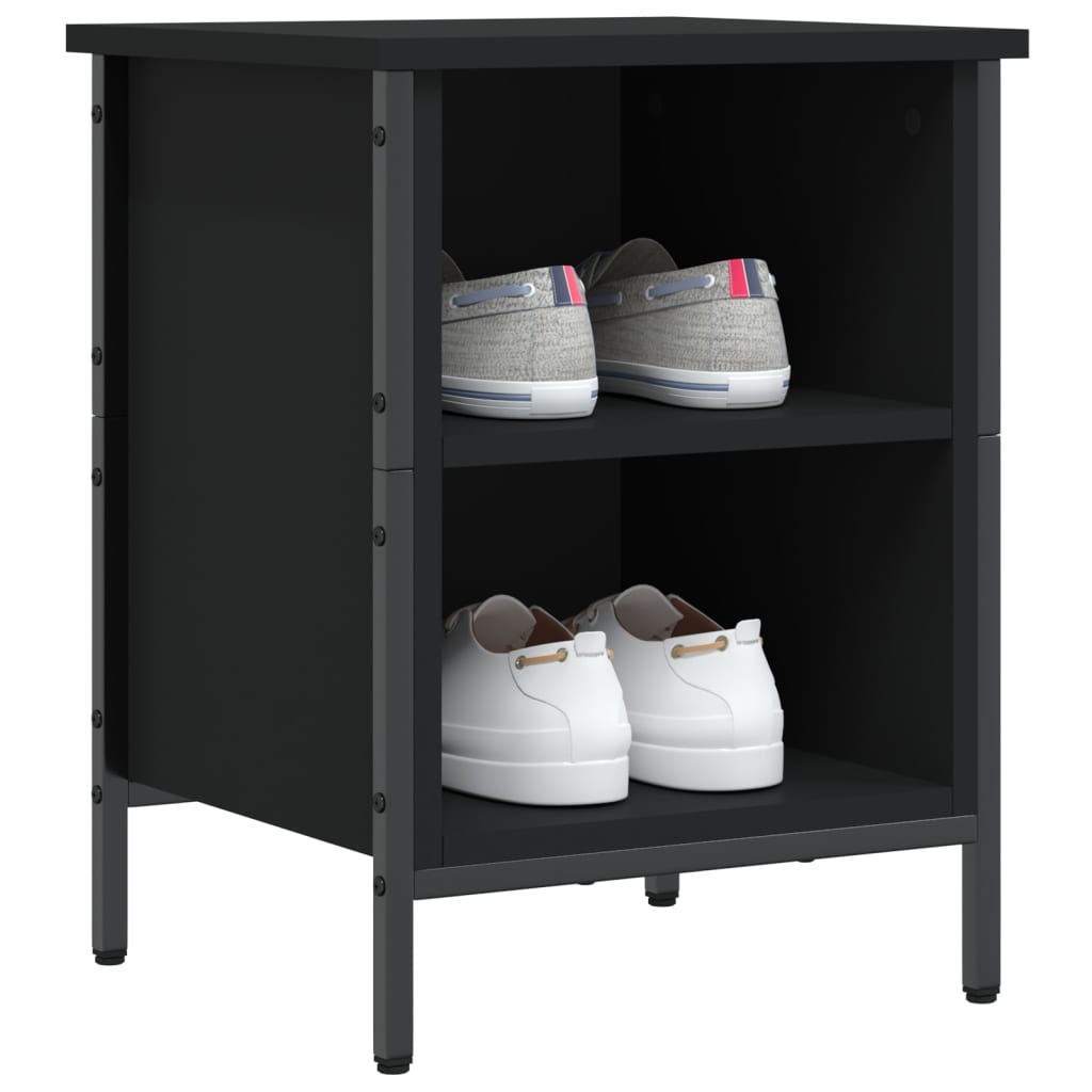 vidaXL Шкаф за обувки, черен, 38x35x50 см, инженерно дърво
