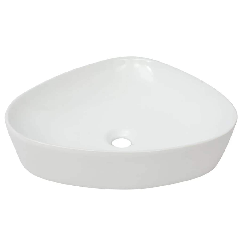 vidaXL Керамична триъгълна мивка, бяла, 50,5x41х12 см