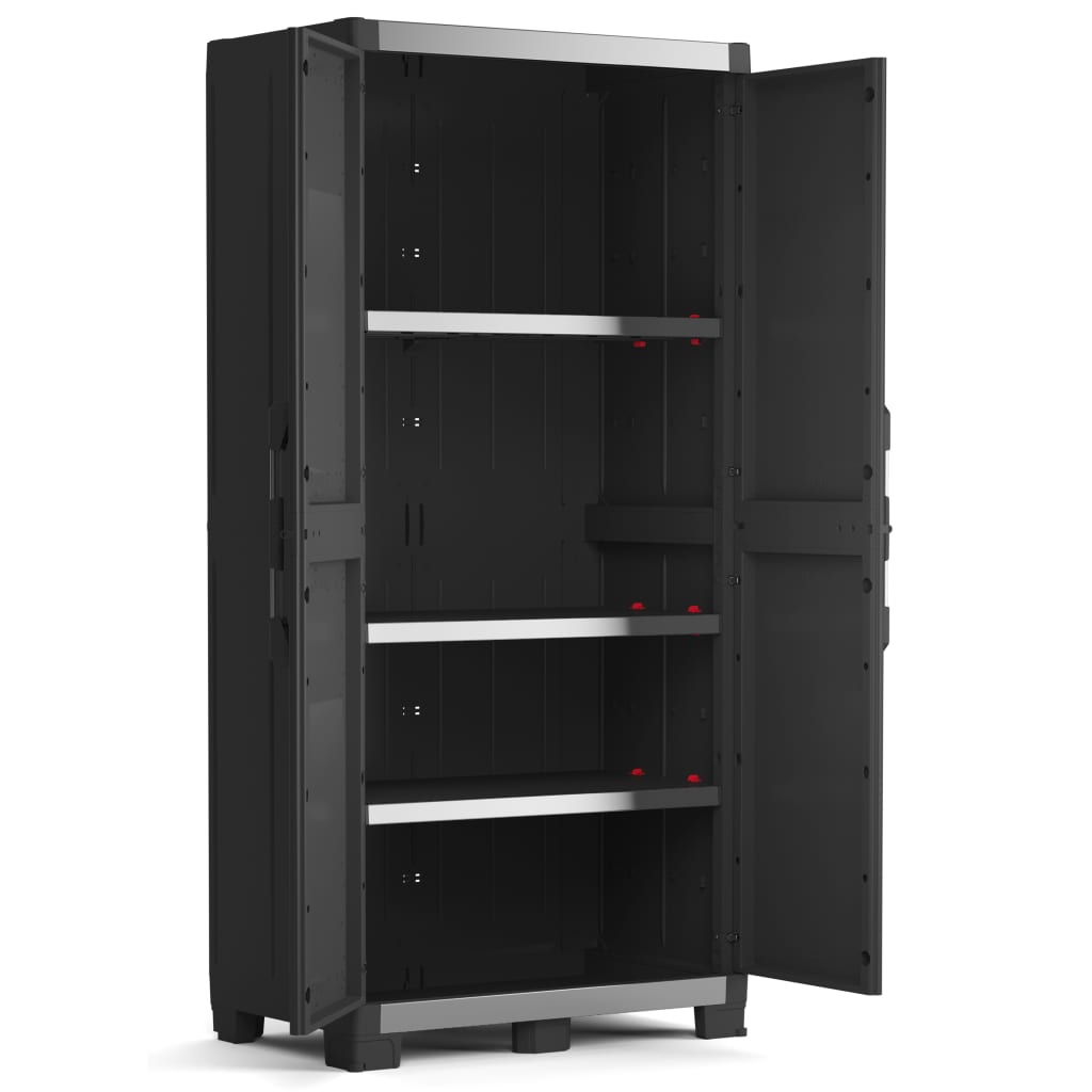 Keter Шкаф за съхранение с рафтове Garage XL черно и бяло 188 см
