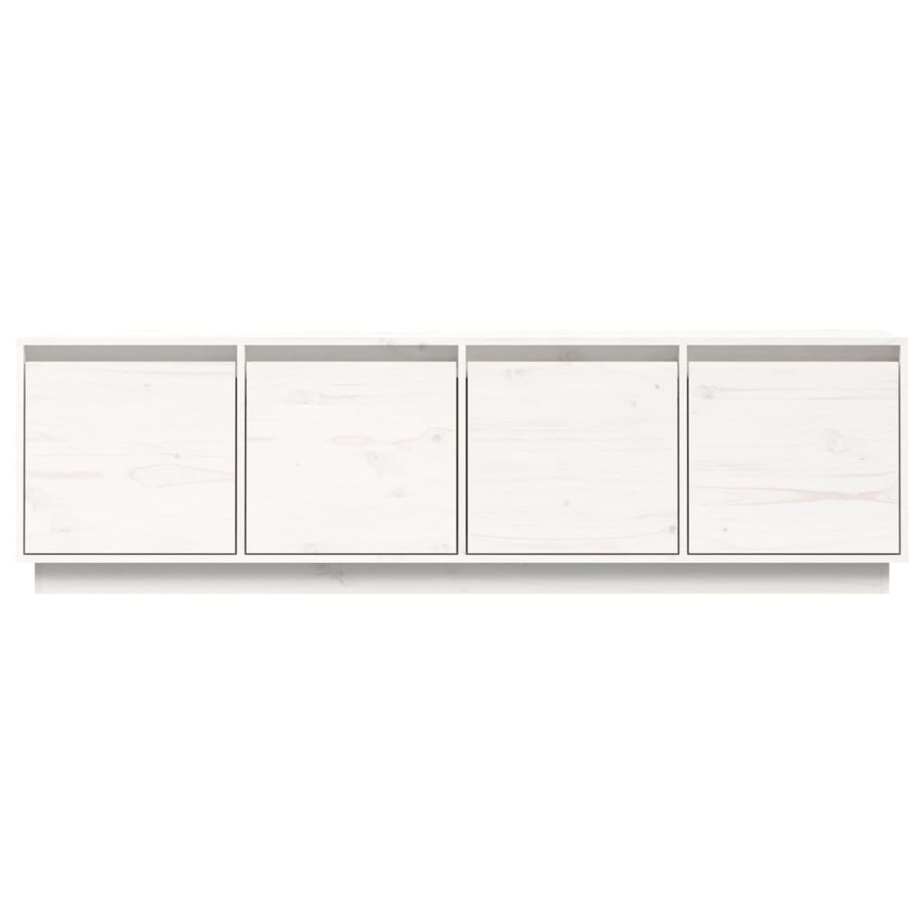 vidaXL ТВ шкаф, бял, 156x37x45 см, бор масив