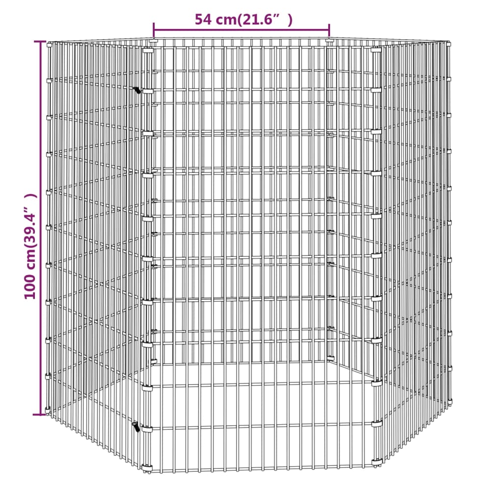 vidaXL Клетка за зайци, 6 панела, 54x100 см, поцинковано желязо
