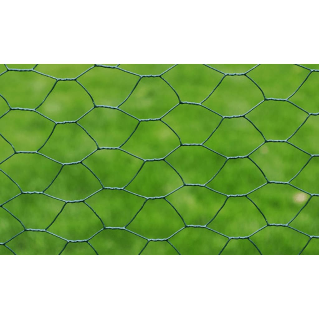 vidaXL Кокошкарска мрежа поцинкована с PVC покритие 25х0,5 м зелена