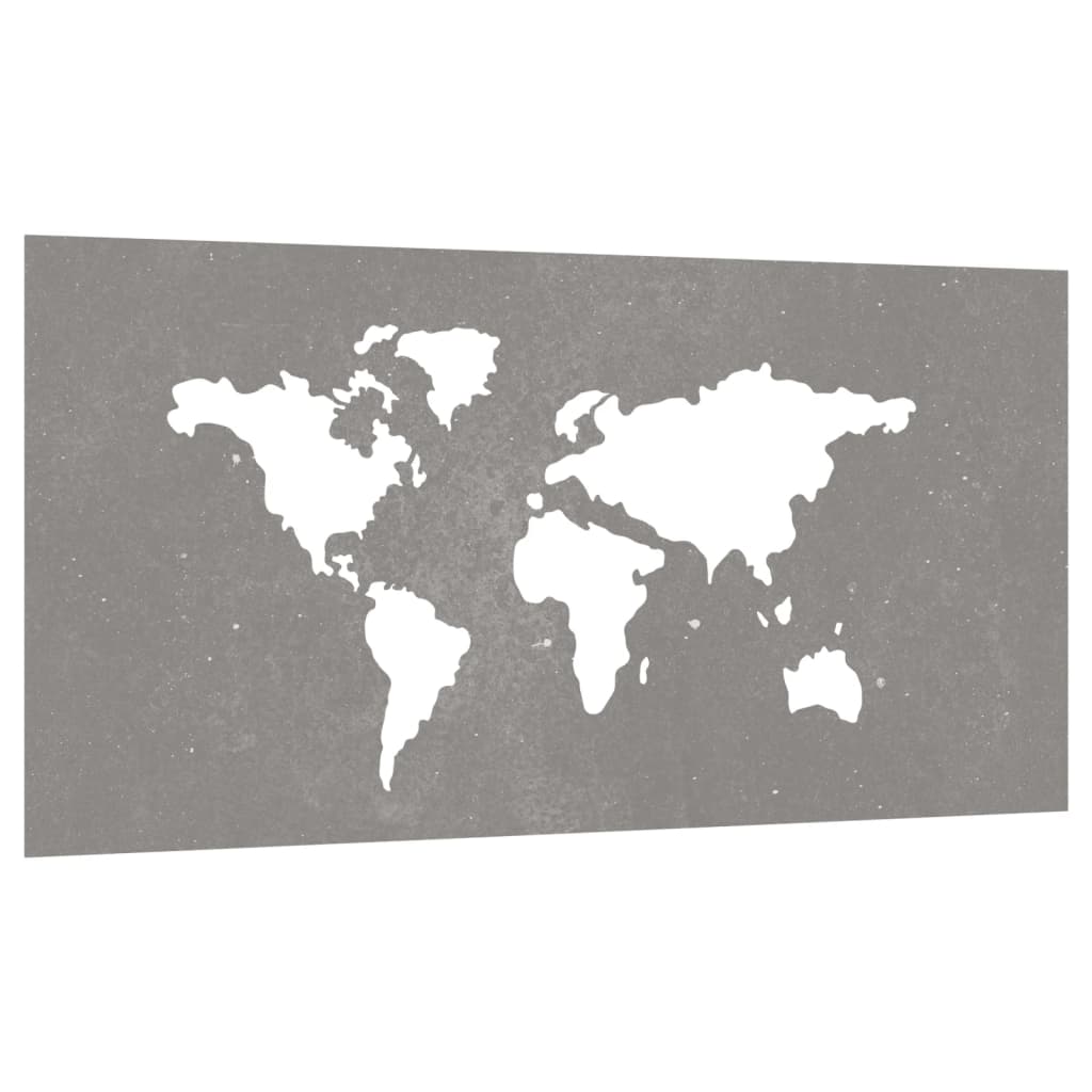 vidaXL Градинска декорация 105x55 см кортенова стомана карта на света
