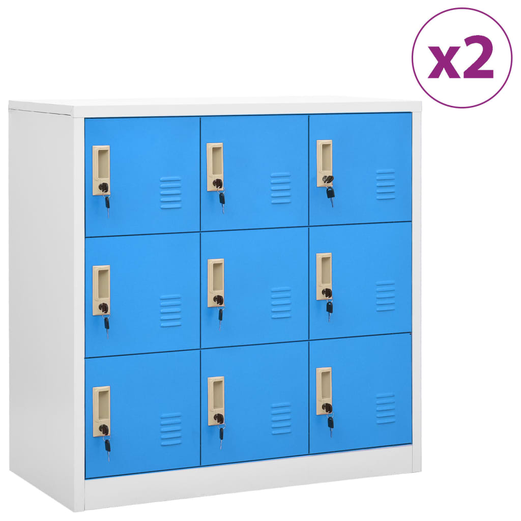 vidaXL Заключващи шкафове 2 бр светлосиво/синьо 90x45x92,5 см стомана